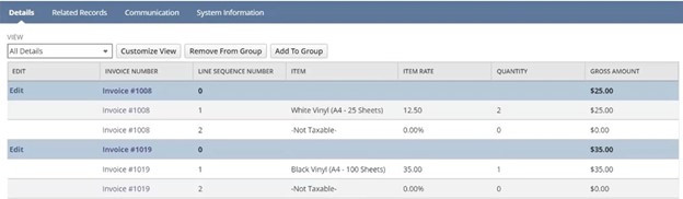 invoice grouping features