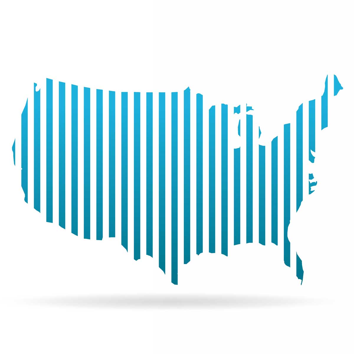 USA United States Stripes Map. Vector Graphic Design