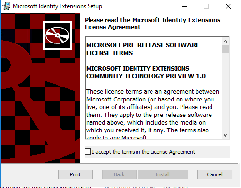 Microsoft Identify Extensions setup