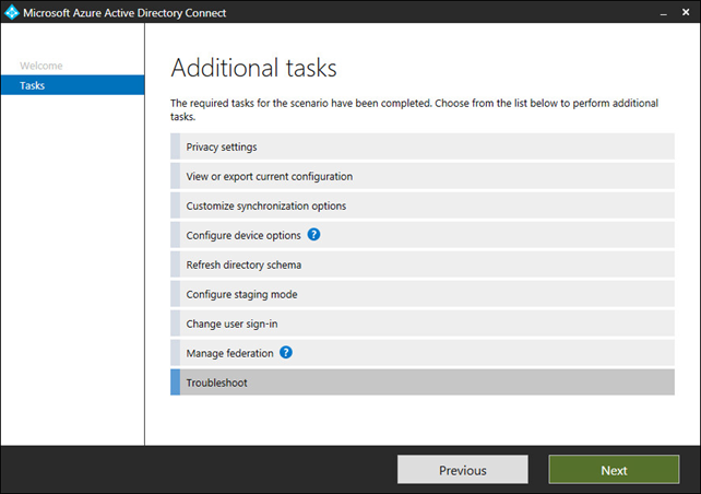 troubleshooting Azure AD connect