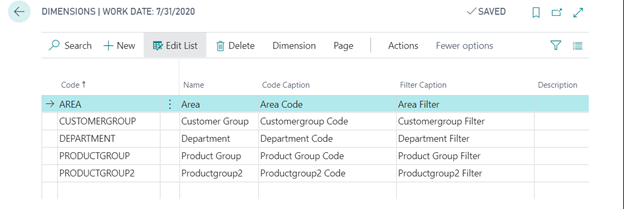 Business Central Dimensions