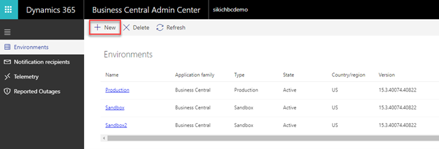 create new Sandbox