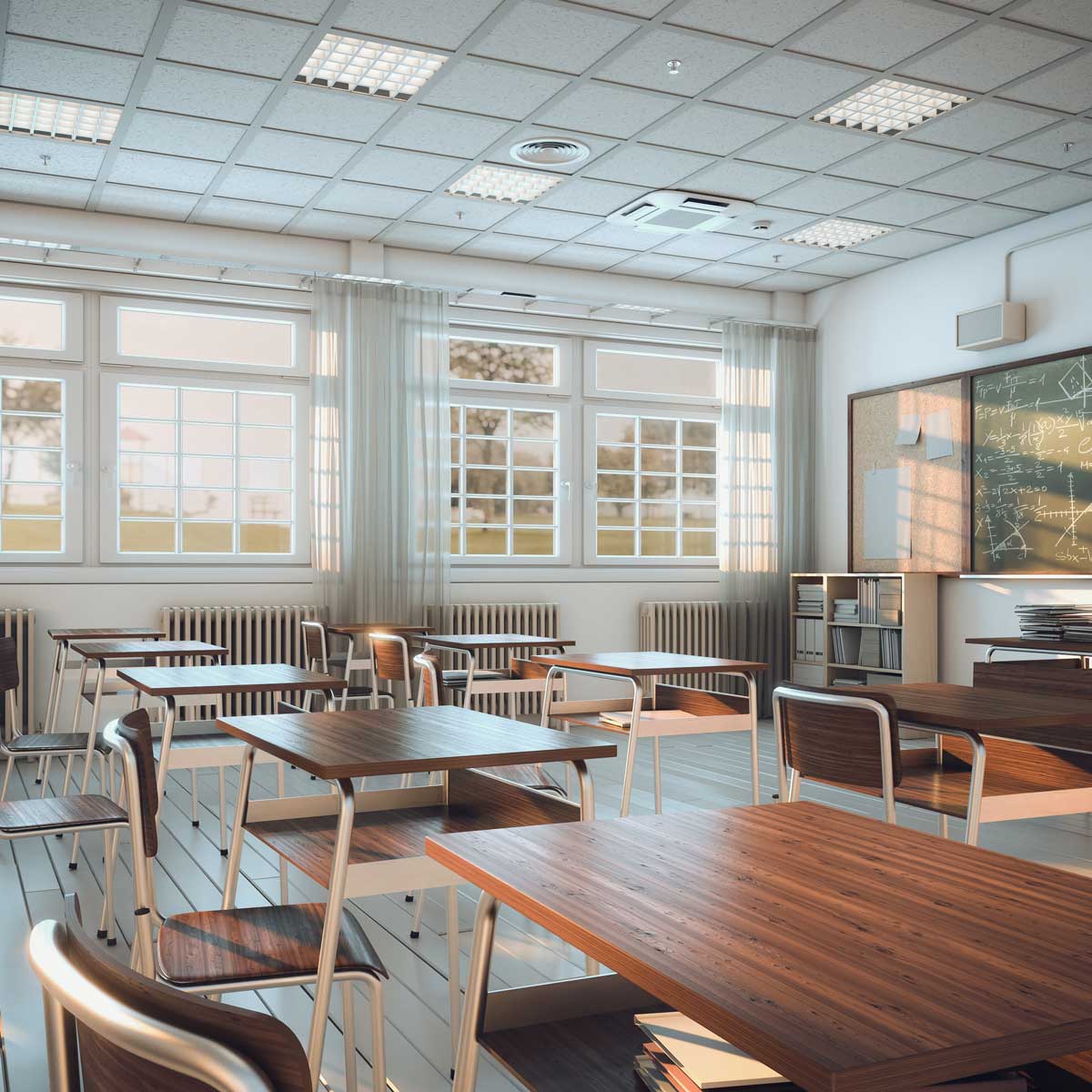 interior of an empty school classroom