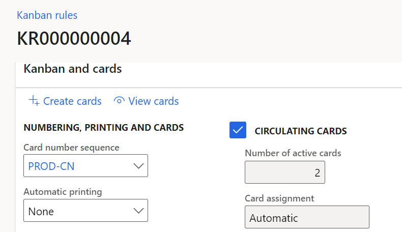 Kanban card rules