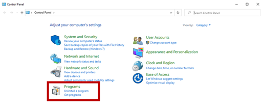 Control Panel > Programs