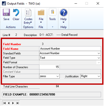 map the output fields