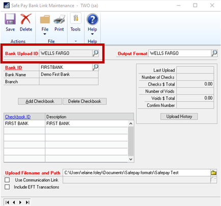 Bank Upload ID