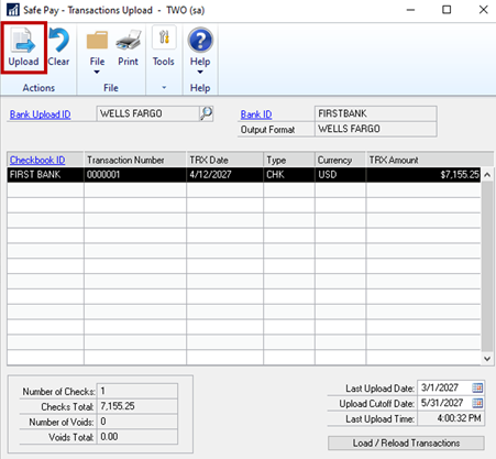 uploading transaction number