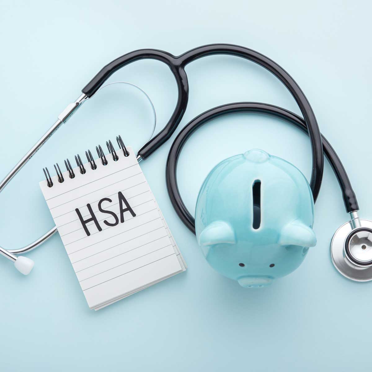 Health saving account, hsa concept on blue background