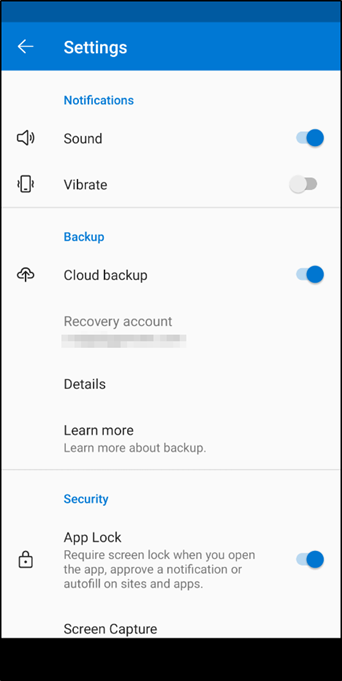 confirm cloud backup of MFA app