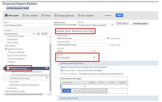 NetSuite retained earnings