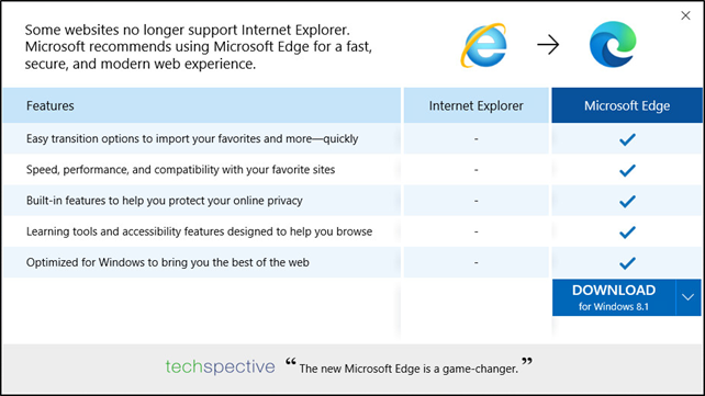 Why can I only download Edge for Windows 8.1