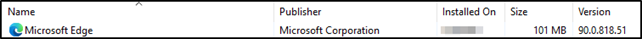 Edge now in installed programs