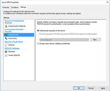 authentication settings