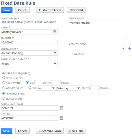 managing retainers in NetSuite