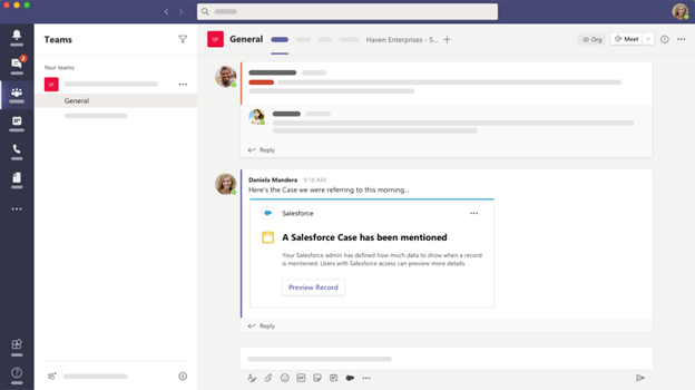 mentioning Salesforce cases in Teams