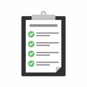 Clipboard with checklist icon. Flat illustration of clipboard with checklist icon for web with green check boxes on white background.