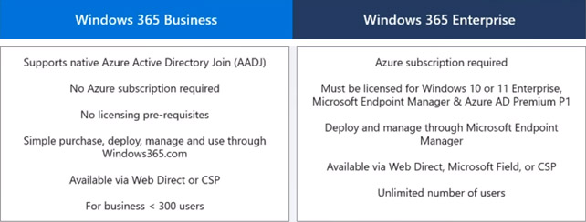 Windows 365 Business and Enterprise