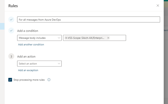 saving the Outlook rules for Azure Ops notifications
