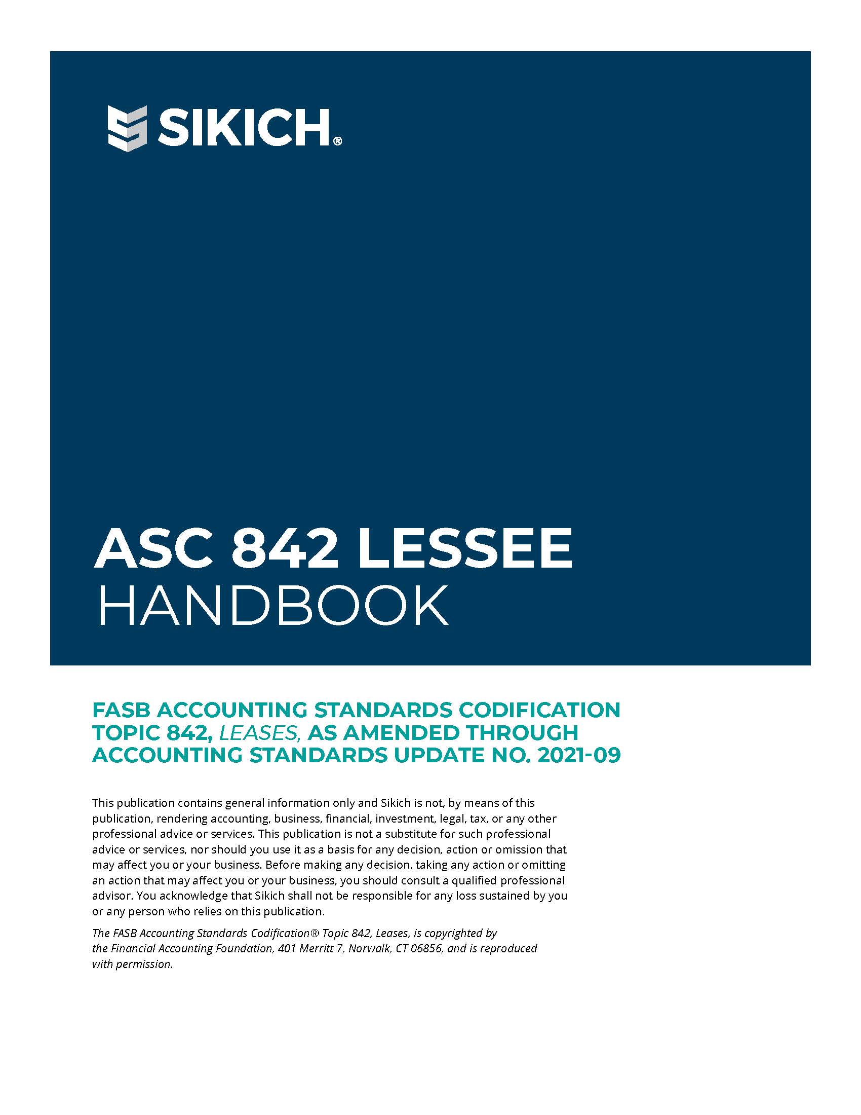 Sikich ASC 842 Lessee Handbook Cover Image