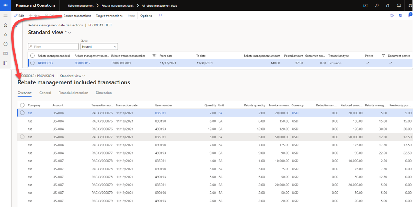 rebate management included transactions