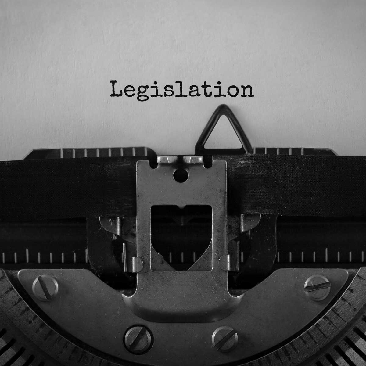 Text Legislation typed on retro typewriter