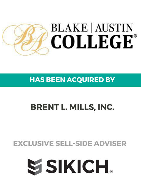 tombstone image of Blake Austin College transaction sale to Brent L. Mills, Inc.