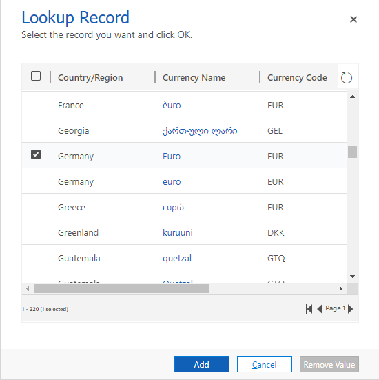 lookup record