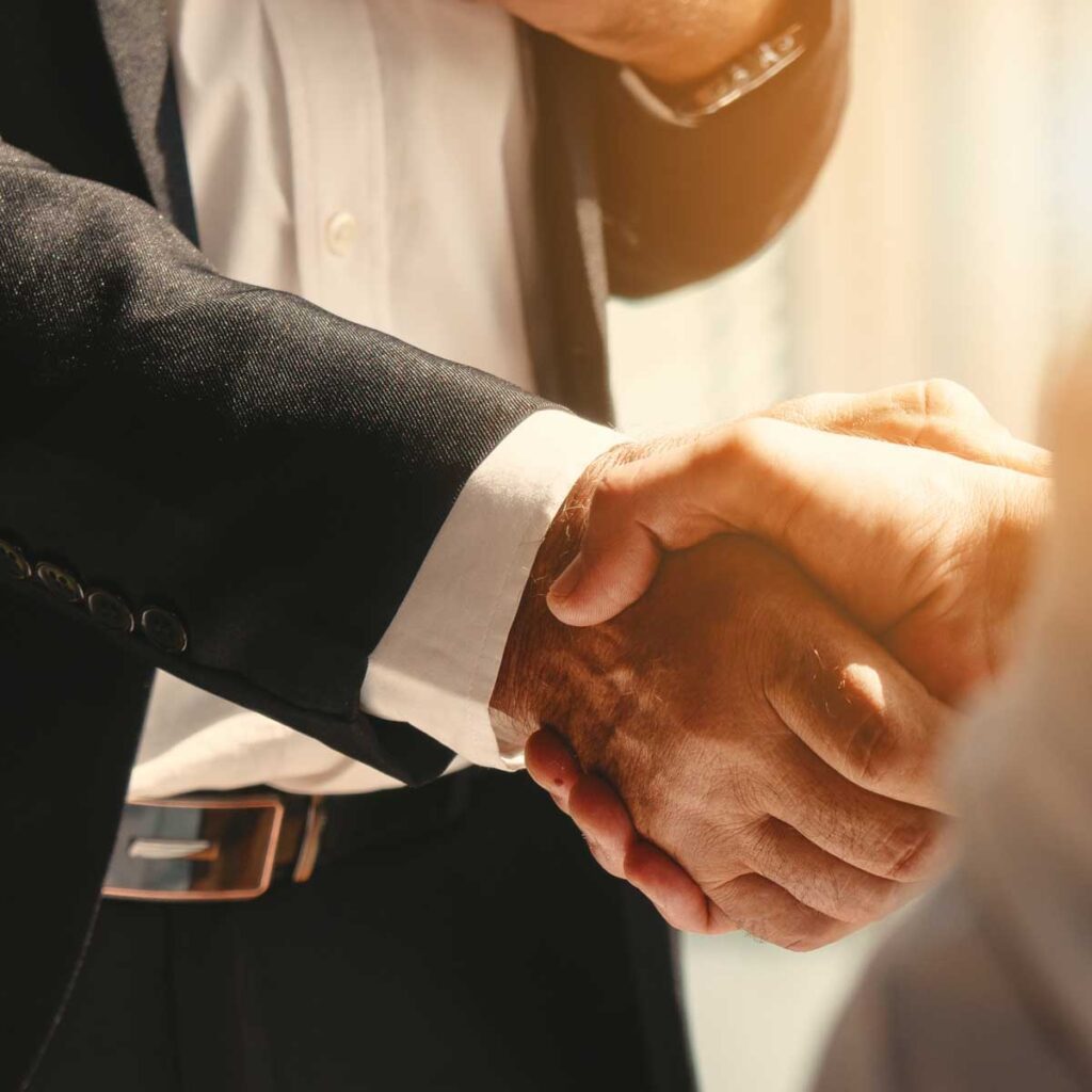 businesspeople shaking hands; close up of handshake