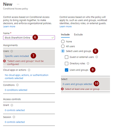 block sharepoint online policy