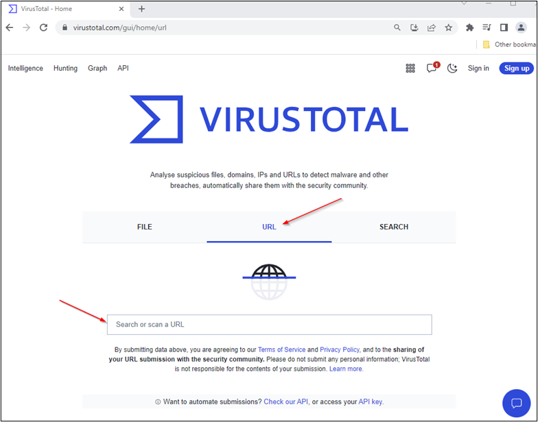 using a website scanner to detect a malicious website