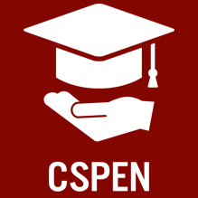 CSPEN logo on maroon background