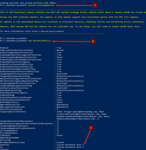 import anti-phishing policy users with PowerShell