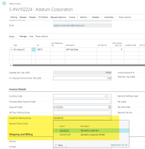 changing the Posting Group on the Sales Document