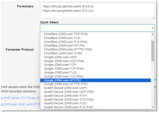 forwarder protocol with Technitium DNS server