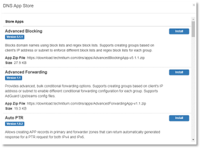 Technitium DNS app store