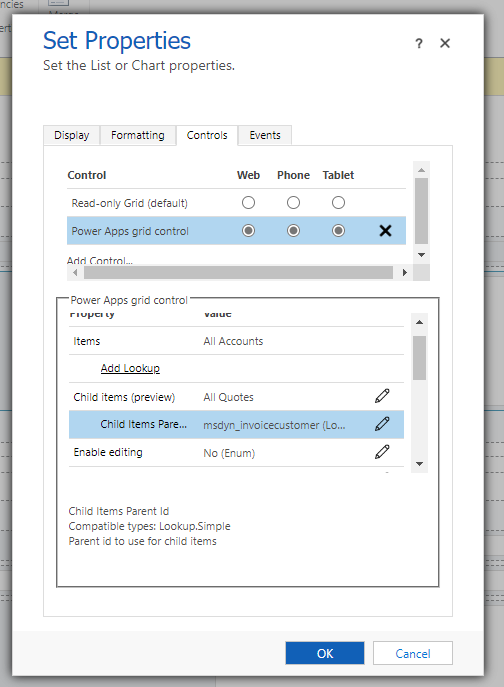 set properties dialog box