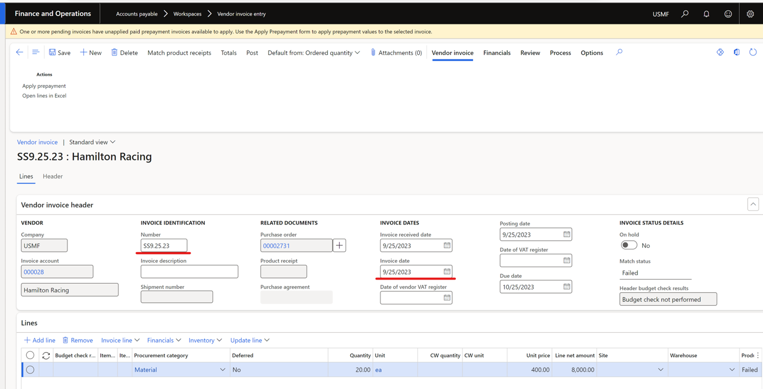 D365 Invoice info