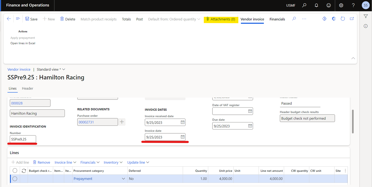 vendor invoice