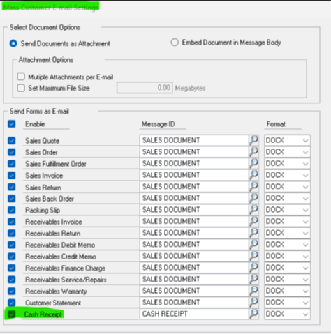 cash receipts option