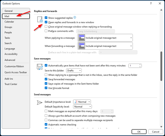 customize email settings in Outlook