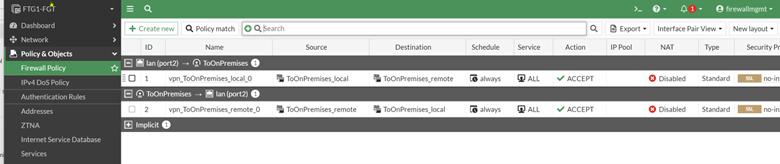 firewall rules create4d in fortigate