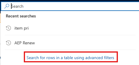 search for rows using advanced filters