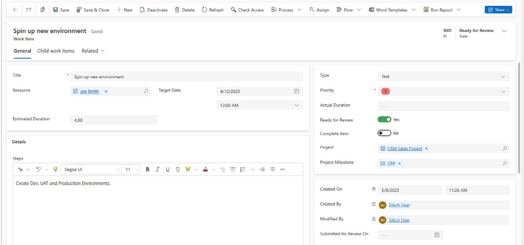 Project Management HEADSTART App for Dynamics 365 Sales - Sikich