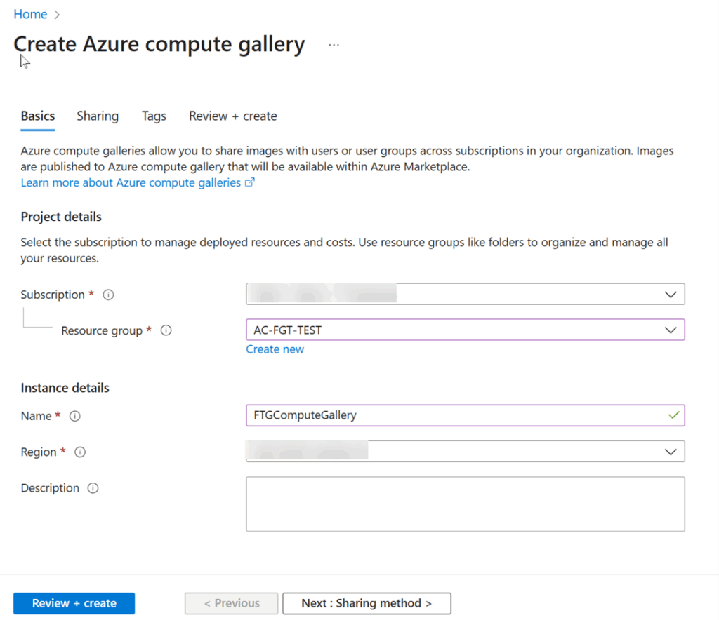 create azure compute gallery